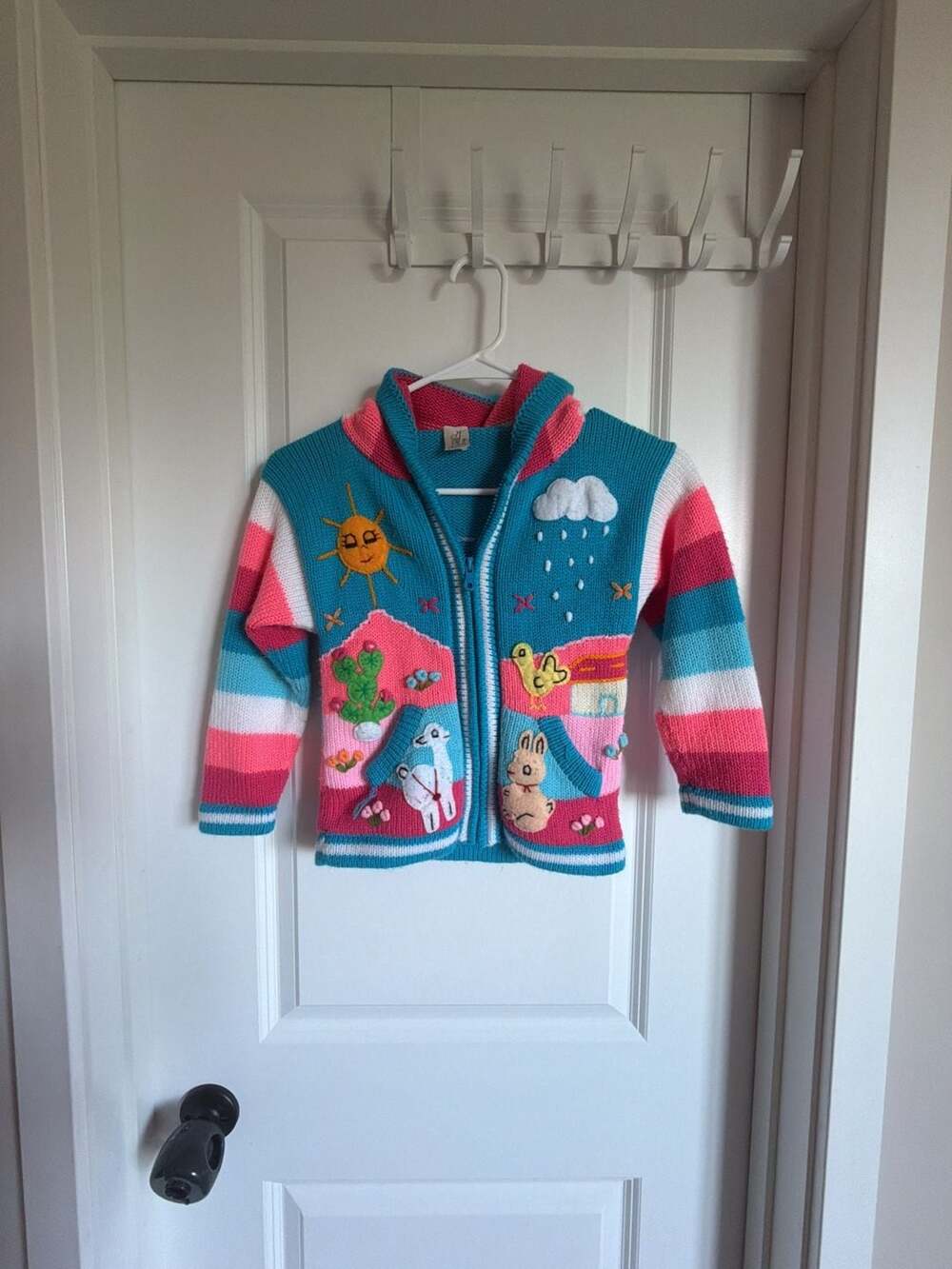 Lucyiburg Kids Size 8 Hooded Sweater Embroidered Nature Farm Animals